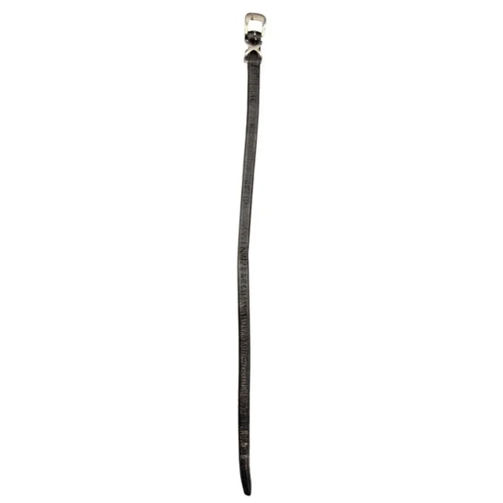 Y2K Black Leather Croc Embossed Belt Silver X‎ Buckle Minimalist Unisex